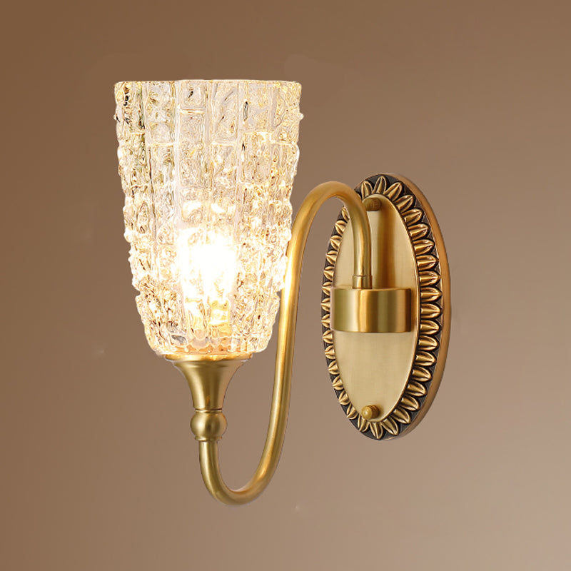 Modern Style Wall Lamp Copper Wall Mount Lamp with Glass Shade for Living Room