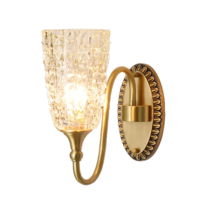 Modern Style Wall Lamp Copper Wall Mount Lamp with Glass Shade for Living Room