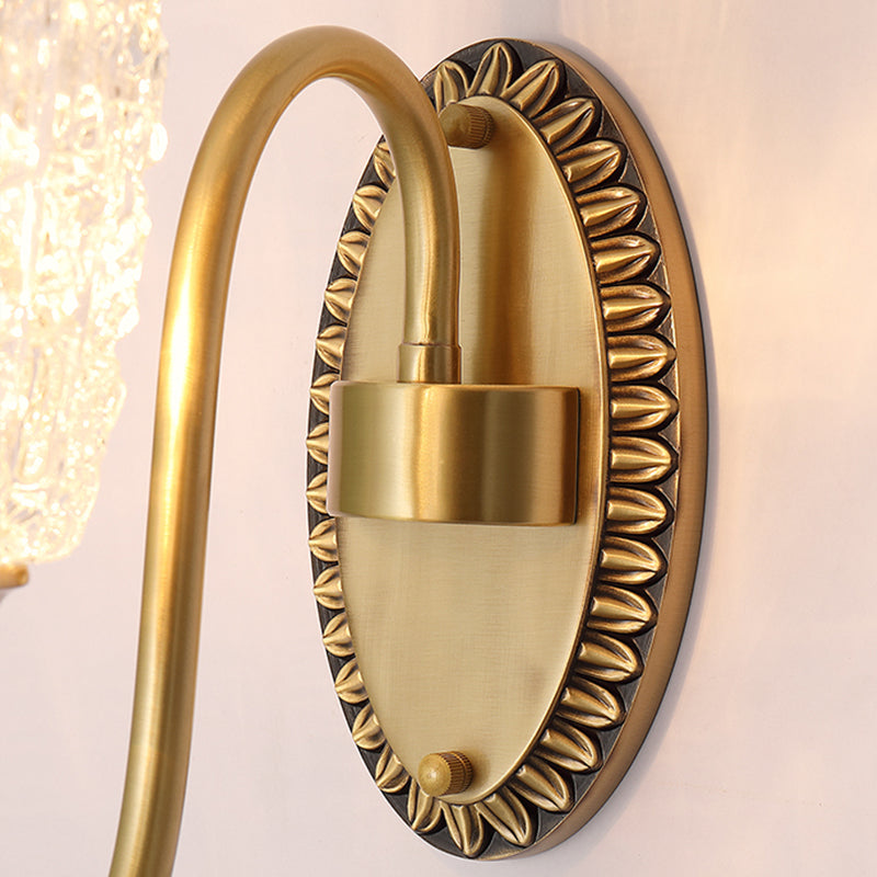 Modern Style Wall Lamp Copper Wall Mount Lamp with Glass Shade for Living Room