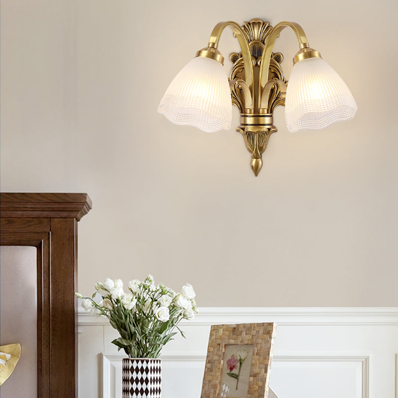 Modern Wall Lamp Copper Wall Mount Lamp with Glass Shade for Living Room