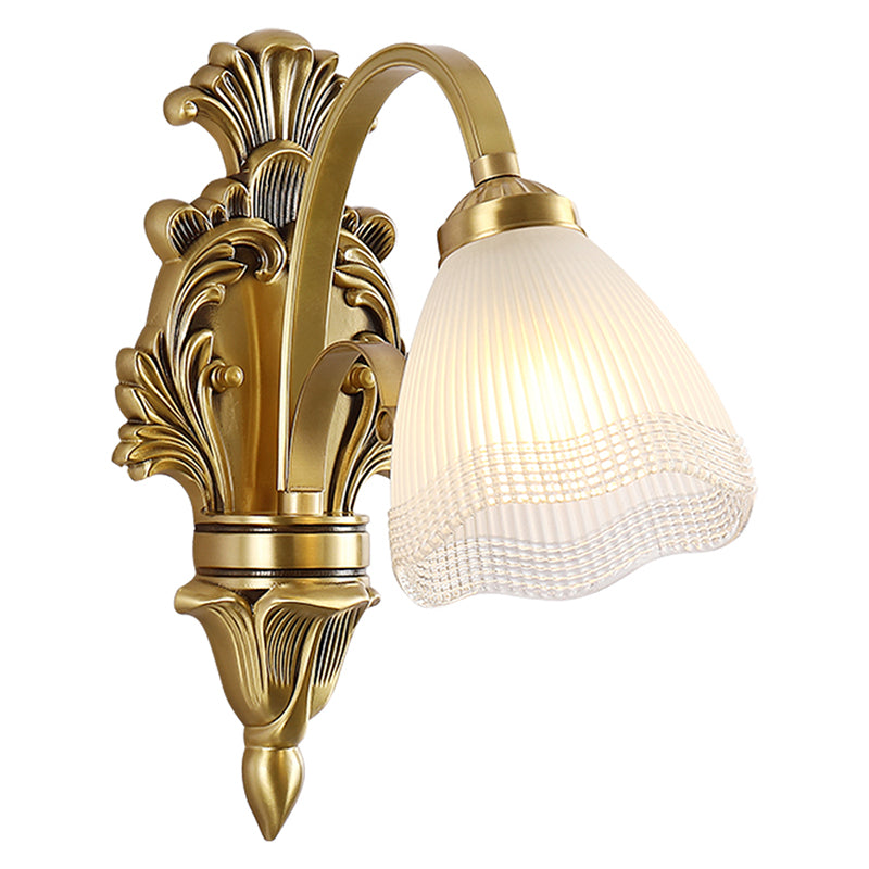 Modern Wall Lamp Copper Wall Mount Lamp with Glass Shade for Living Room