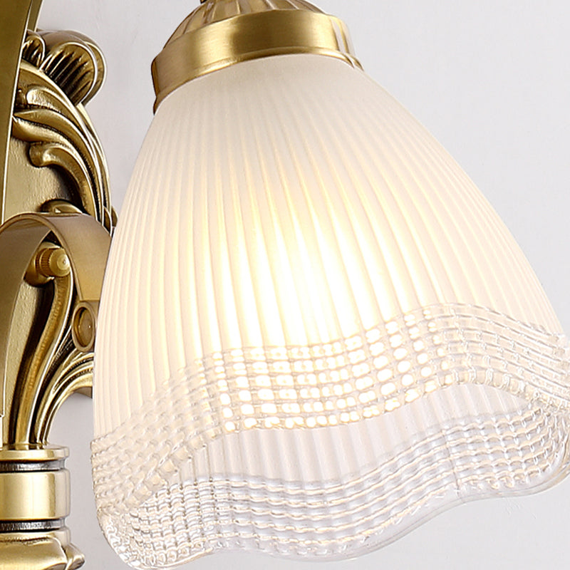 Modern Wall Lamp Copper Wall Mount Lamp with Glass Shade for Living Room