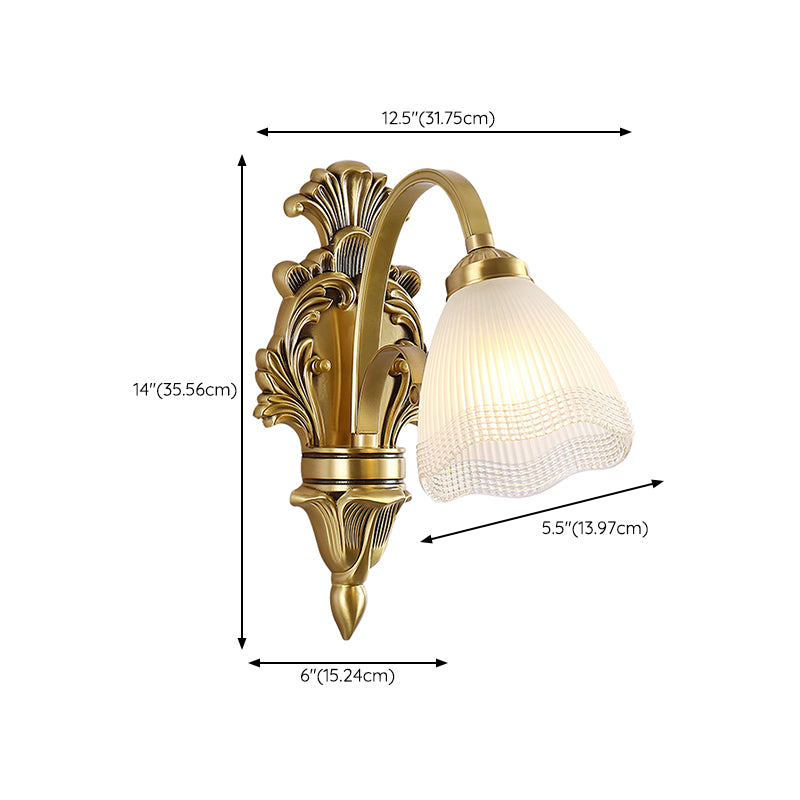 Modern Wall Lamp Copper Wall Mount Lamp with Glass Shade for Living Room