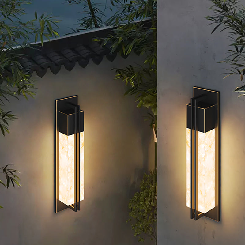 Contemporary Wall Sconce Rectangular Outdoor Wall Light Fixture with Metal