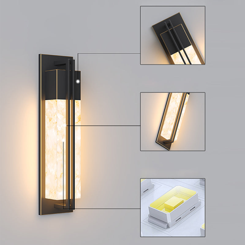 Contemporary Wall Sconce Rectangular Outdoor Wall Light Fixture with Metal