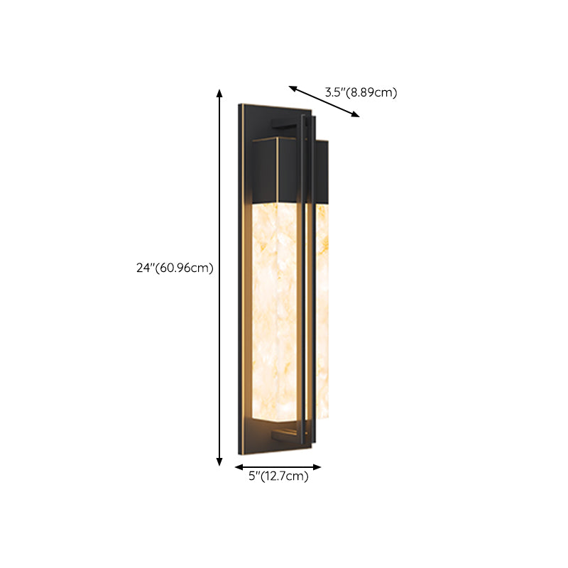 Contemporary Wall Sconce Rectangular Outdoor Wall Light Fixture with Metal