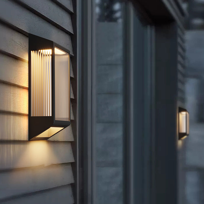 Simple Wall Sconce Black Outdoor Wall Light Fixture with Glass