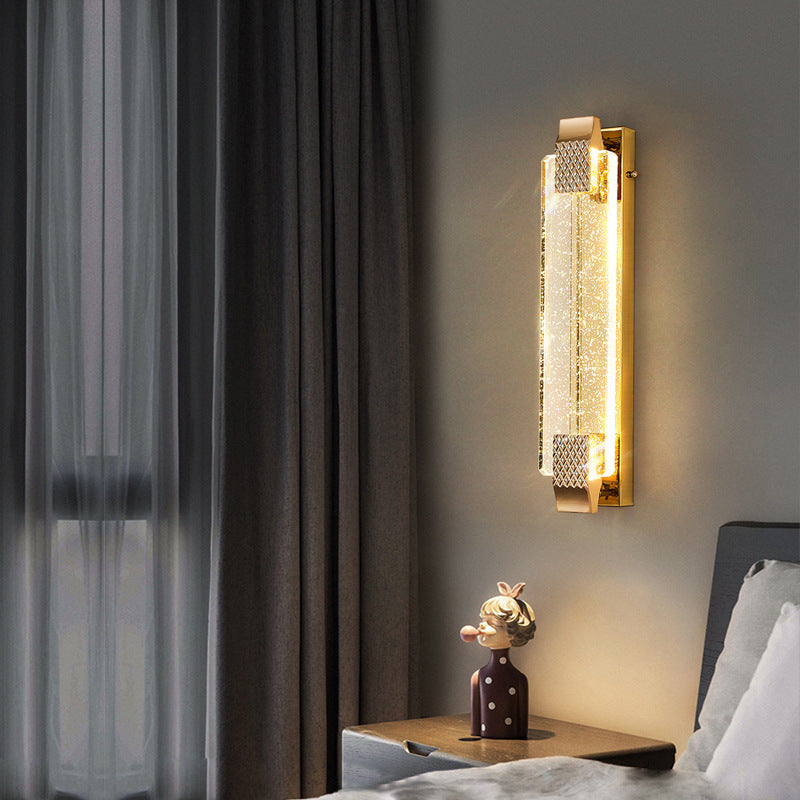 LED Crystal Wall Mount Lighting in Gold & Clear Modern Wall Sconce