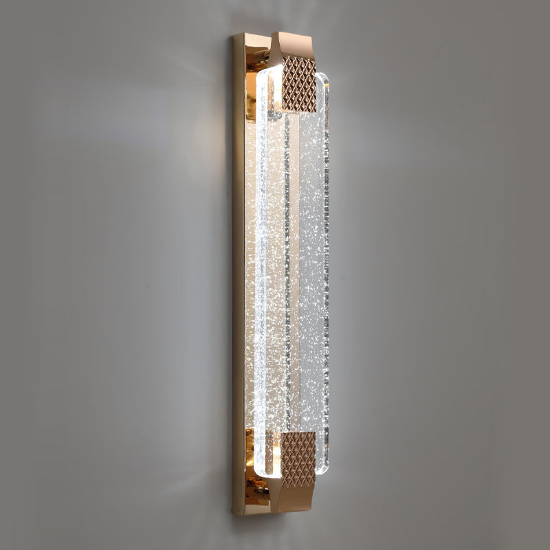LED Crystal Wall Mount Lighting in Gold & Clear Modern Wall Sconce