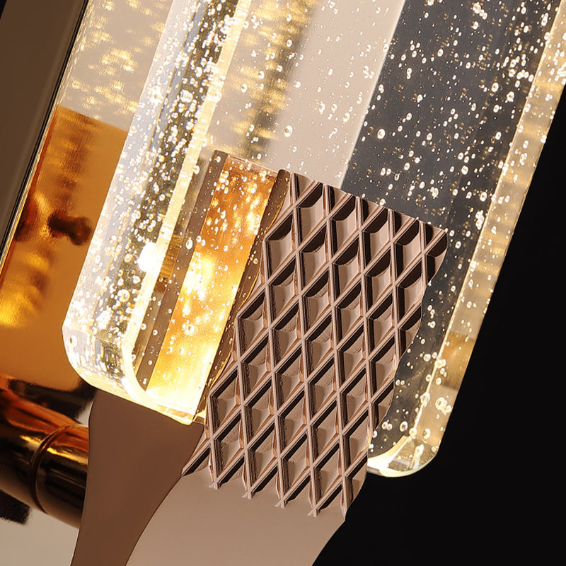 LED Crystal Wall Mount Lighting in Gold & Clear Modern Wall Sconce