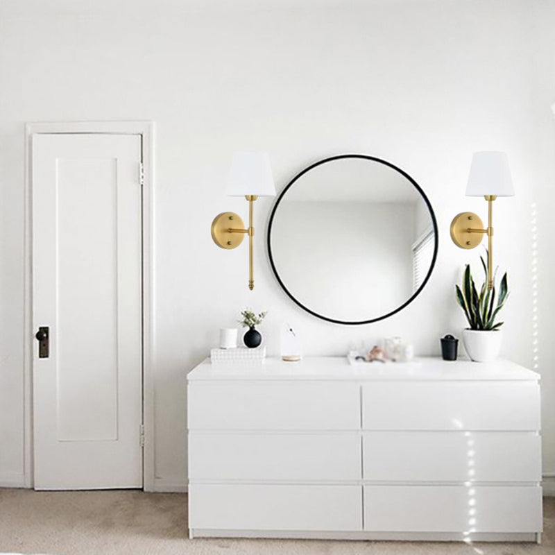 American Style Golden Vanity Light Fabric Shade Vanity Lamp for Shower Room