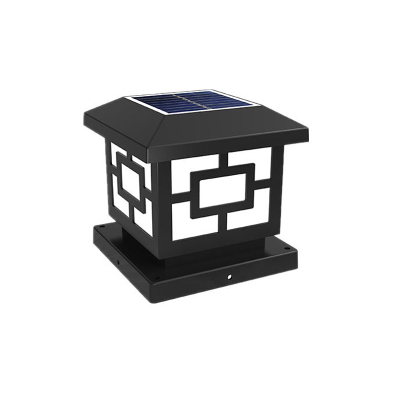 LED Contemporary Metal Pillar Lamp Square Shape Outdoor Waterproof Light