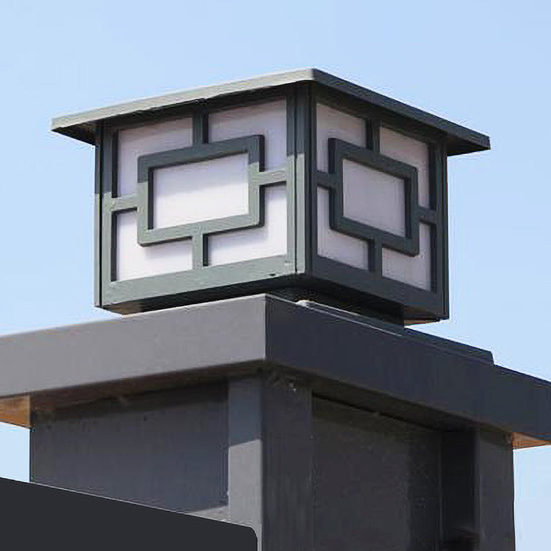 LED Contemporary Metal Pillar Lamp Square Shape Outdoor Waterproof Light