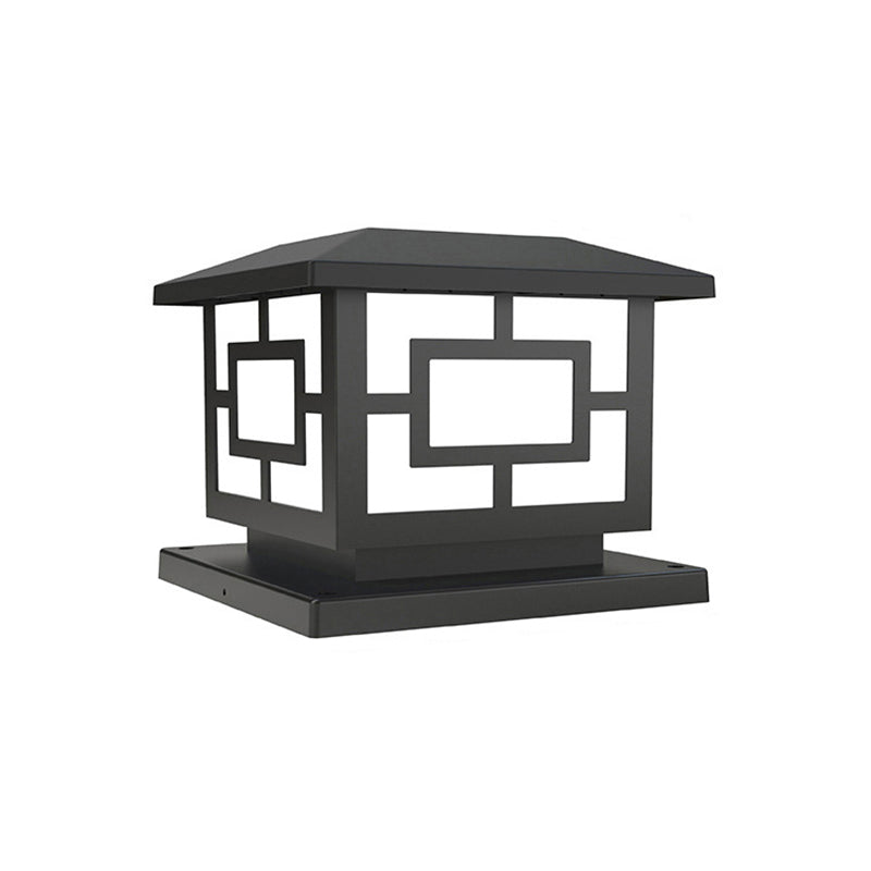 LED Contemporary Metal Pillar Lamp Square Shape Outdoor Waterproof Light