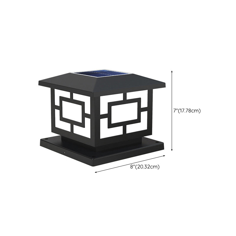 LED Contemporary Metal Pillar Lamp Square Shape Outdoor Waterproof Light