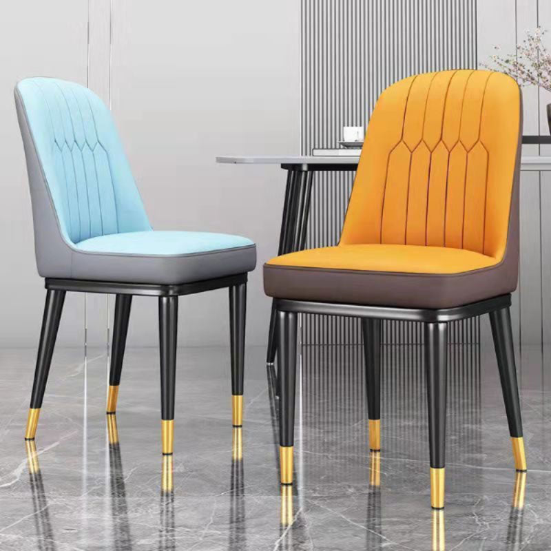 PU Leather Dining Chairs Nordic Style Parsons Armless Chair for Dining Room