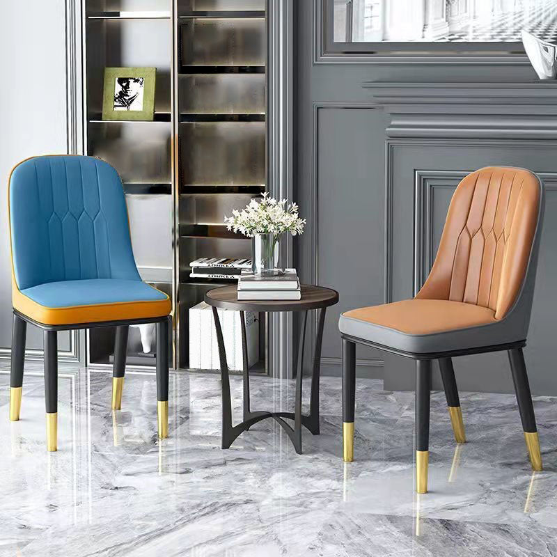PU Leather Dining Chairs Nordic Style Parsons Armless Chair for Dining Room