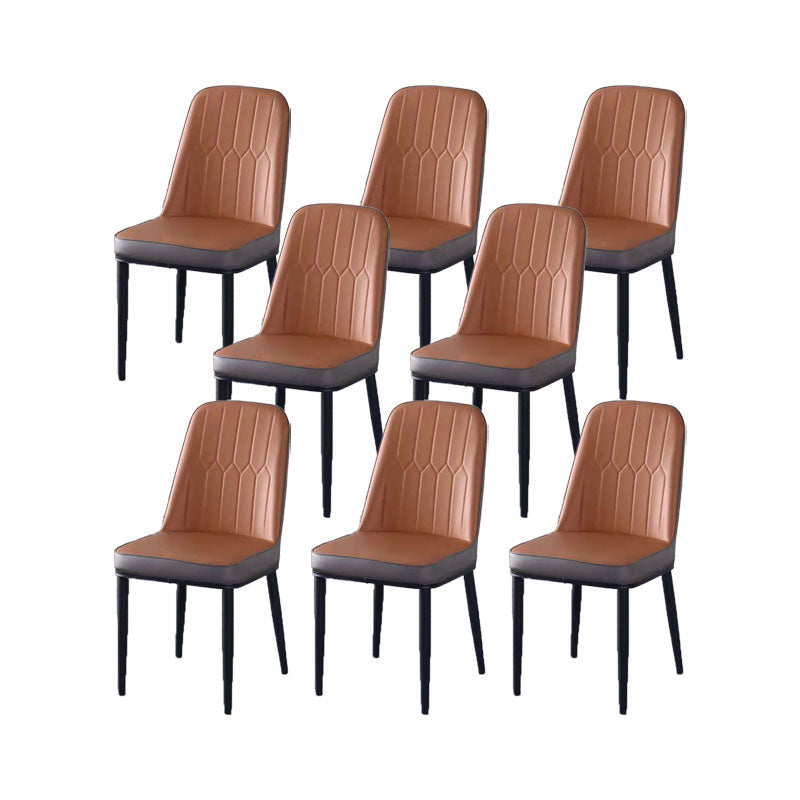 PU Leather Dining Chairs Nordic Style Parsons Armless Chair for Dining Room