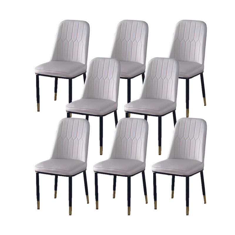 PU Leather Dining Chairs Nordic Style Parsons Armless Chair for Dining Room