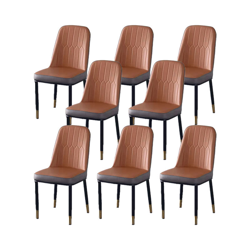 PU Leather Dining Chairs Nordic Style Parsons Armless Chair for Dining Room