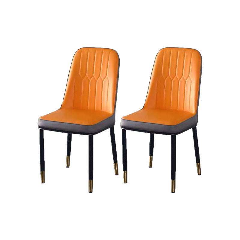 PU Leather Dining Chairs Nordic Style Parsons Armless Chair for Dining Room