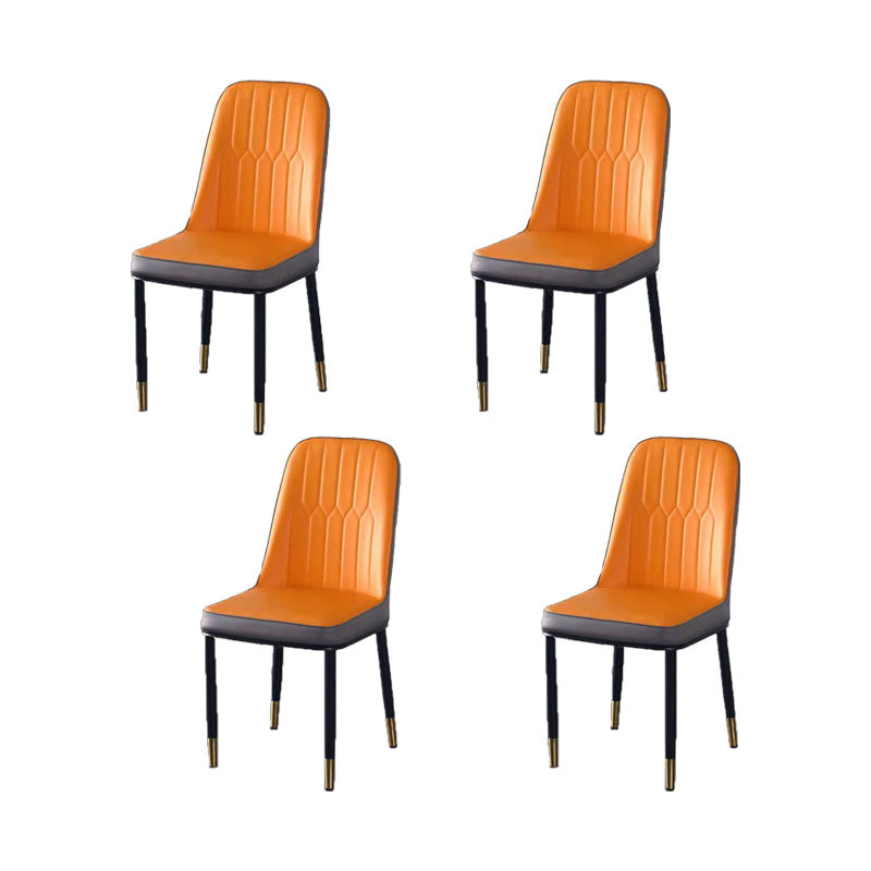 PU Leather Dining Chairs Nordic Style Parsons Armless Chair for Dining Room
