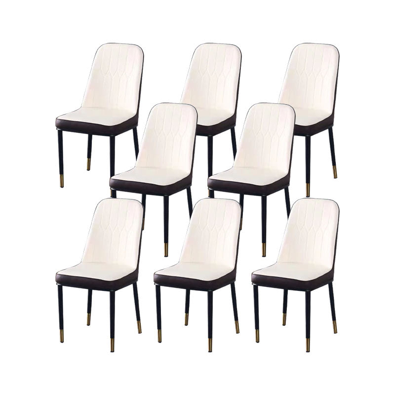 PU Leather Dining Chairs Nordic Style Parsons Armless Chair for Dining Room