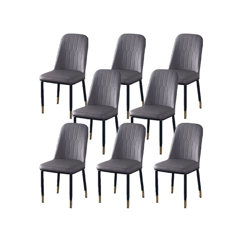PU Leather Dining Chairs Nordic Style Parsons Armless Chair for Dining Room