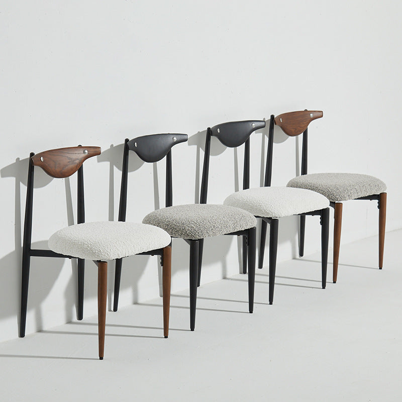 Industrial Style Armless Dining Chairs Solid Wood Open Back Chairs for Bedroom