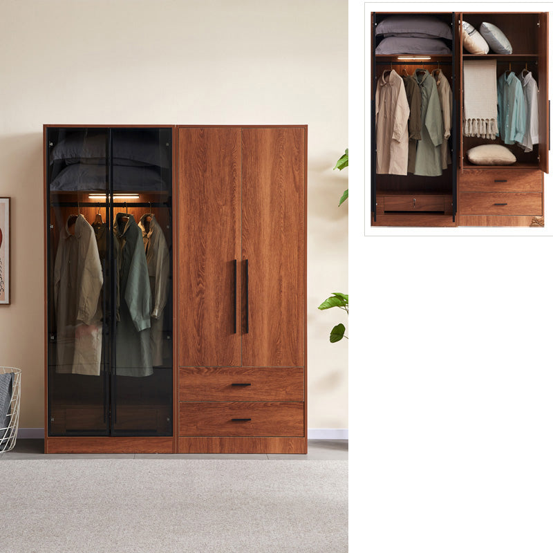 Modern Wooden Frame Armoire Freestanding Multifunctional Wardrobe
