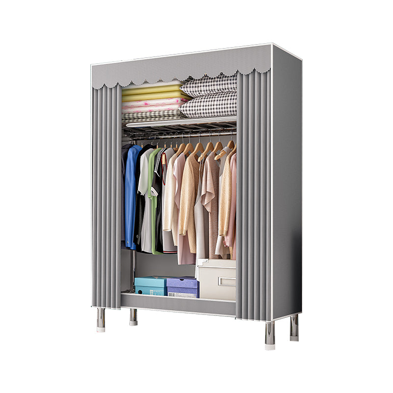 Modern Metal Frame Wardrobe Freestanding Wardrobe with Garment Rod