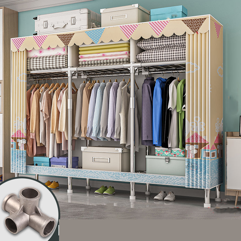 Modern Metal Frame Wardrobe Freestanding Wardrobe with Garment Rod