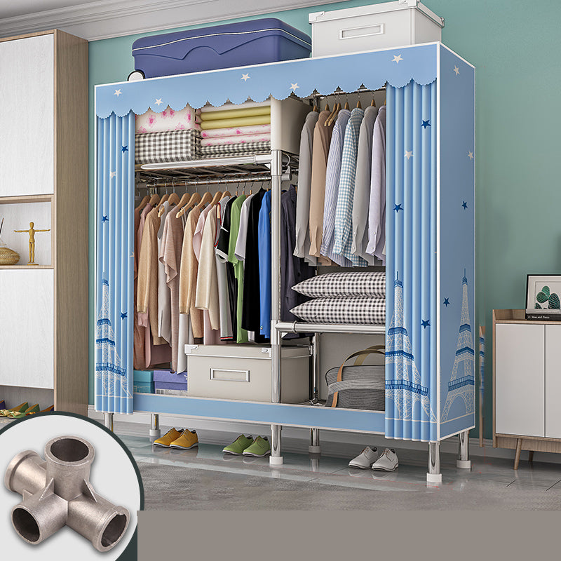 Modern Metal Frame Wardrobe Freestanding Wardrobe with Garment Rod