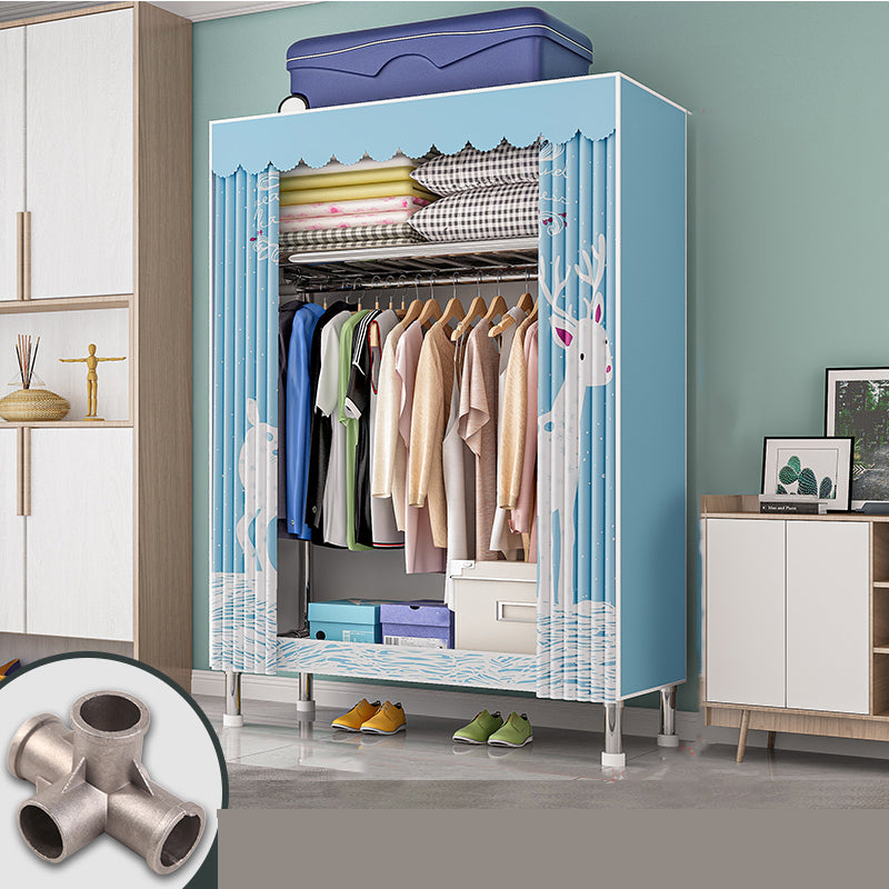 Modern Metal Frame Wardrobe Freestanding Wardrobe with Garment Rod