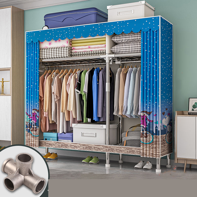 Modern Metal Frame Wardrobe Freestanding Wardrobe with Garment Rod