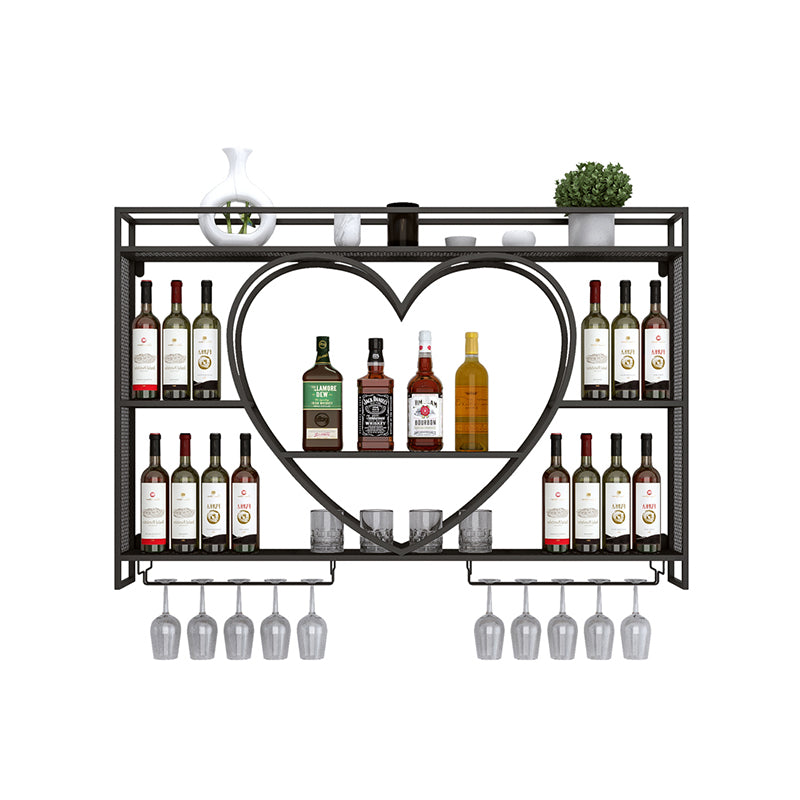 Wall Mounted Wine Rack Iron Wine Bottle & Glass Rack without Light