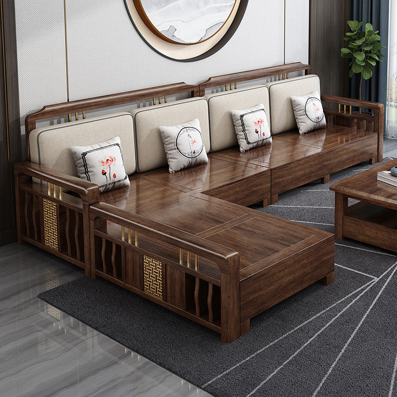 L-Shaped Square Arms Sofas Water Resistant Wooden Sectionals