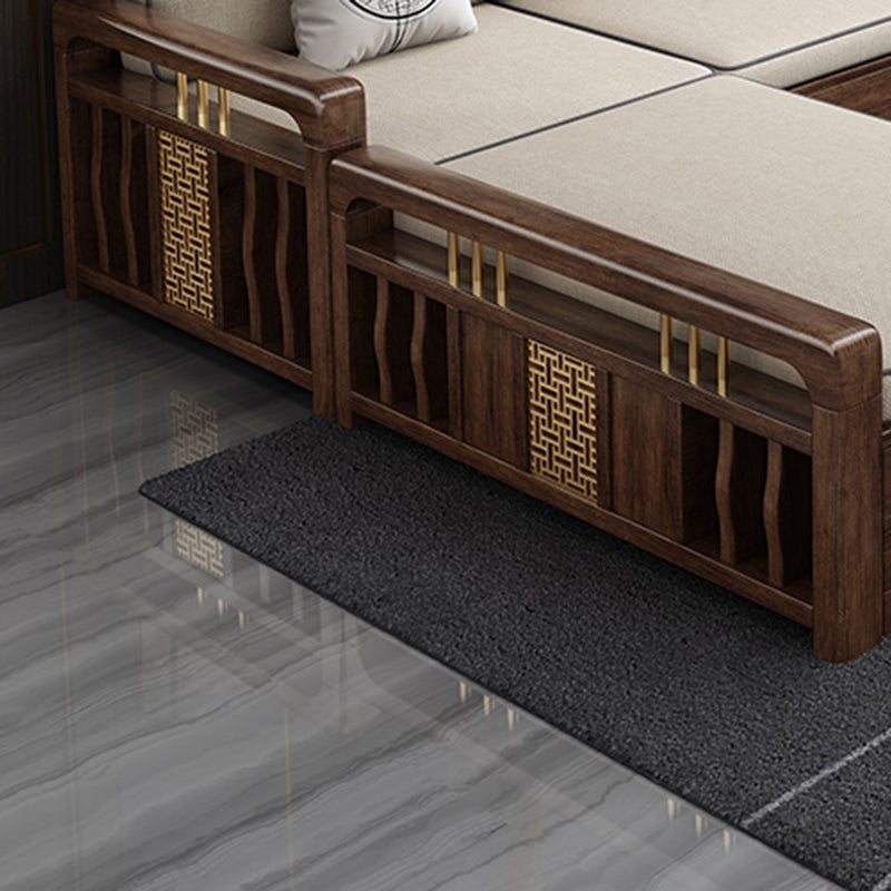 L-Shaped Square Arms Sofas Water Resistant Wooden Sectionals