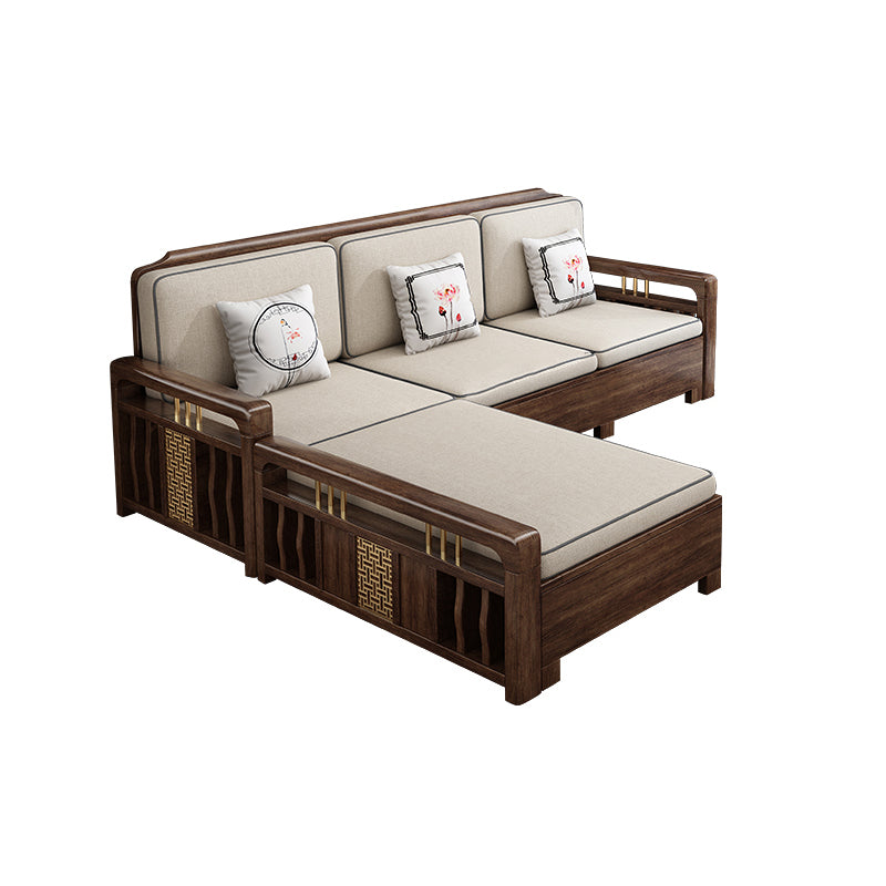 L-Shaped Square Arms Sofas Water Resistant Wooden Sectionals