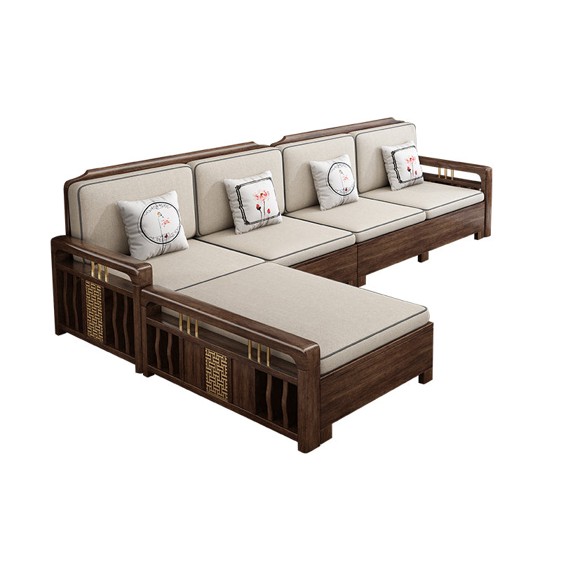 L-Shaped Square Arms Sofas Water Resistant Wooden Sectionals