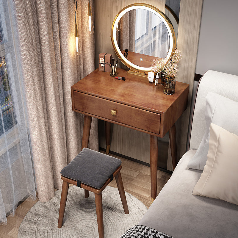Scandinavian Rubberwood  Makeup Counter with Drawer Vanity Dressing Table