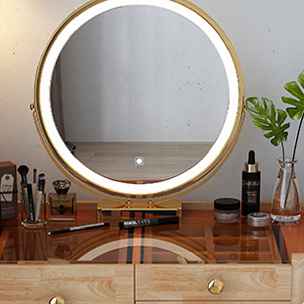 Modern Drawers Dressing Table Solid Wood Dresser Mirrored Vanity Set