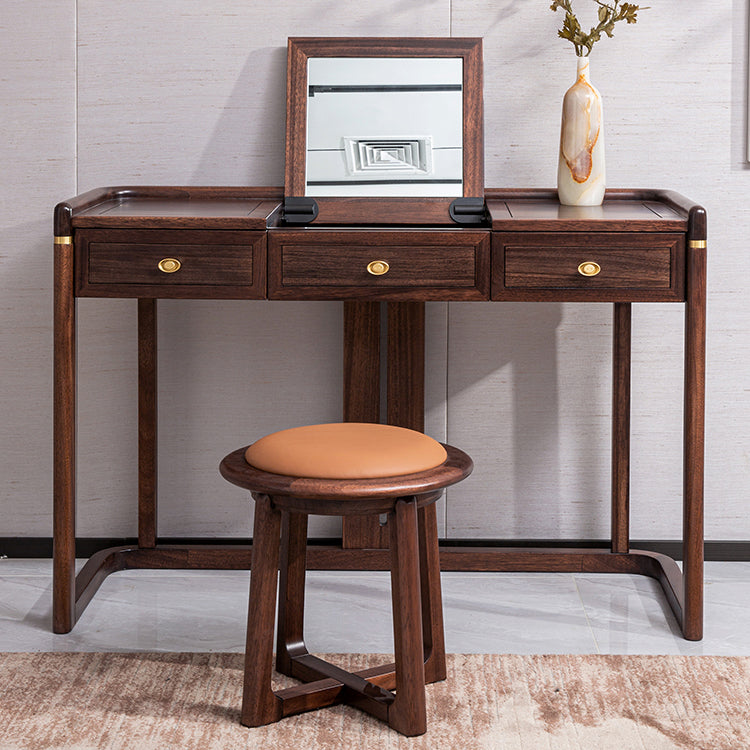 Traditional Solid Wood Vanity Makeup Dressing Table Stool Set 16.53" Wide