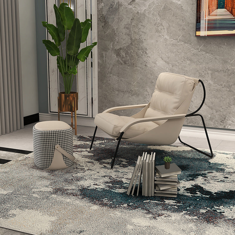 Ultra-Modern Sewn Pillow Back Sponge Metal Frame Arm Chair for Living Room