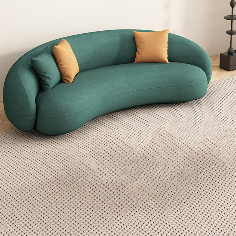 35" Wide Contemporary Sofa Forest Green Leather Stationary Seating