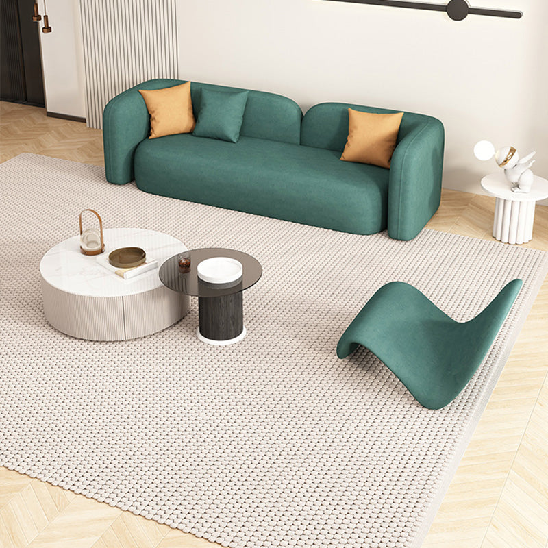 33" Wide Contemporary Sofa Forest Green Leather Stationary Seating