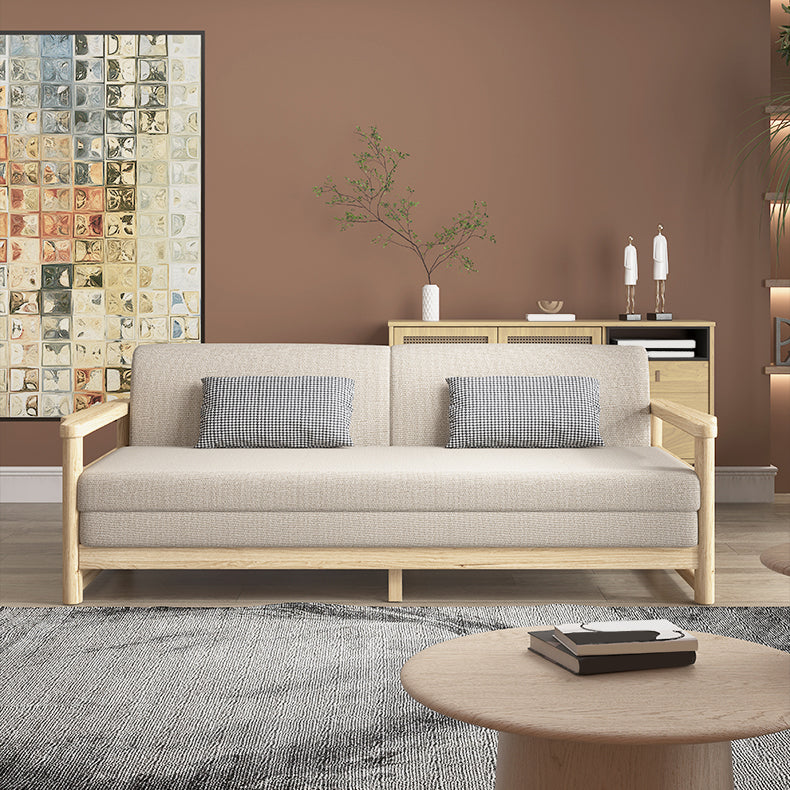 Scandinavian Wood Futon Sleeper Sofa Pillow Back Futon and Mattress