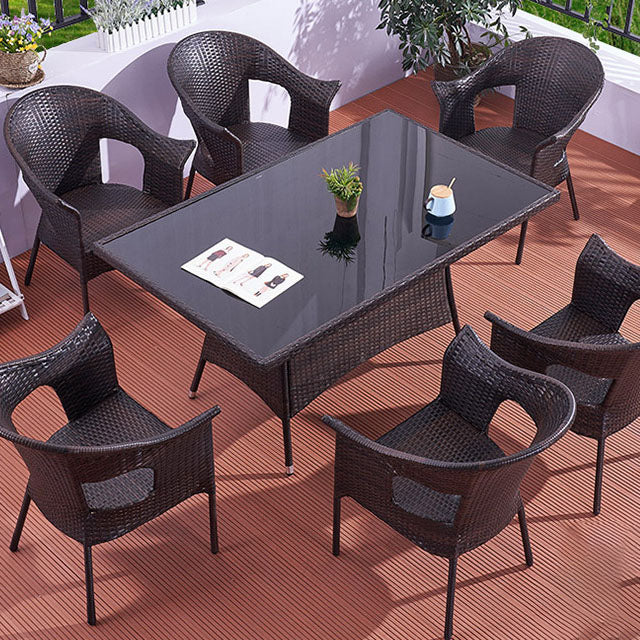 Tropical with Arm Outdoor Chair Brown Outdoors Dining Chairs