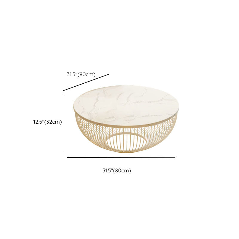 Modern Round Drum Coffee Table Metal Cocktail Table in White