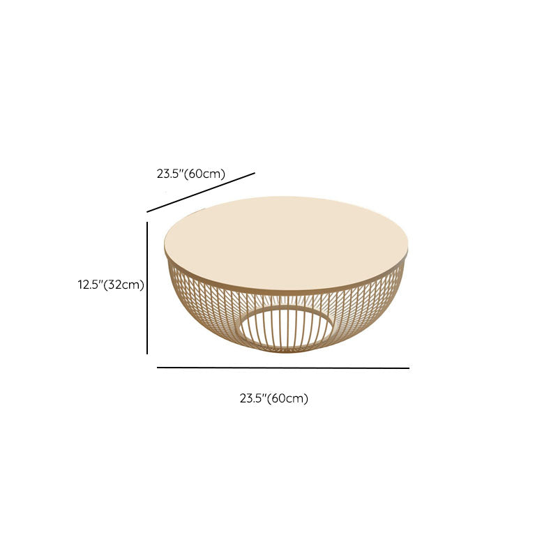 Modern Round Drum Coffee Table Metal Cocktail Table in White